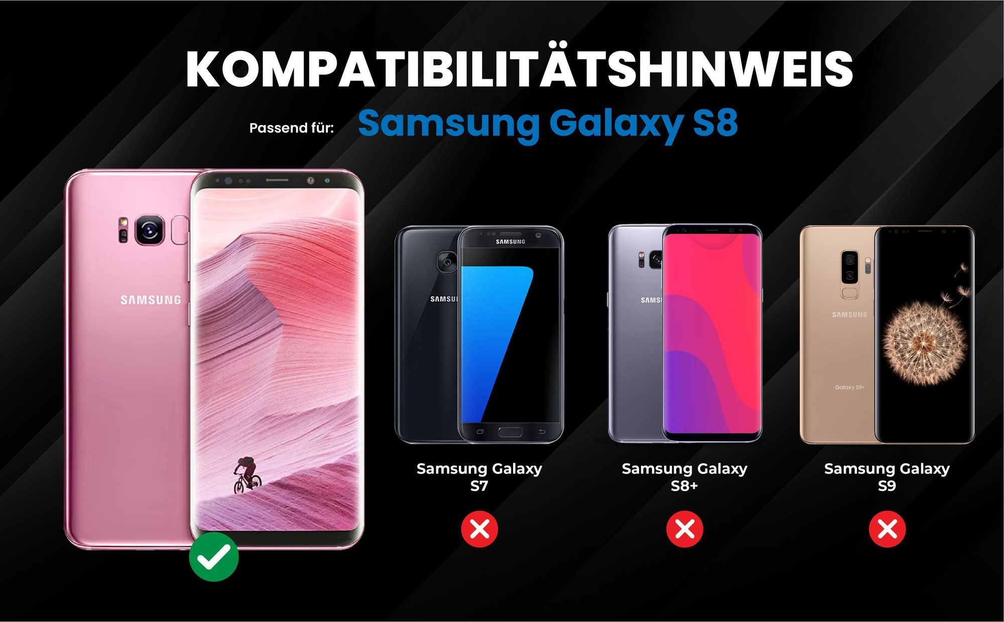 Kompatibilitätshinweise Hülle für Samsung Galaxy S8