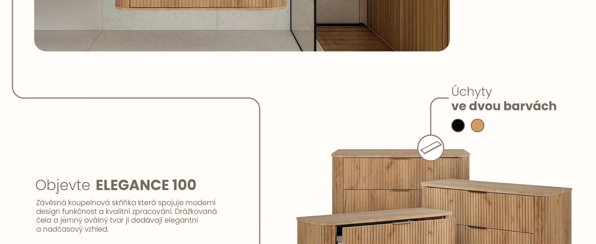 Koupelnová Skříňka 100 CM Hnědý Mat MDF 2 Zásuvky