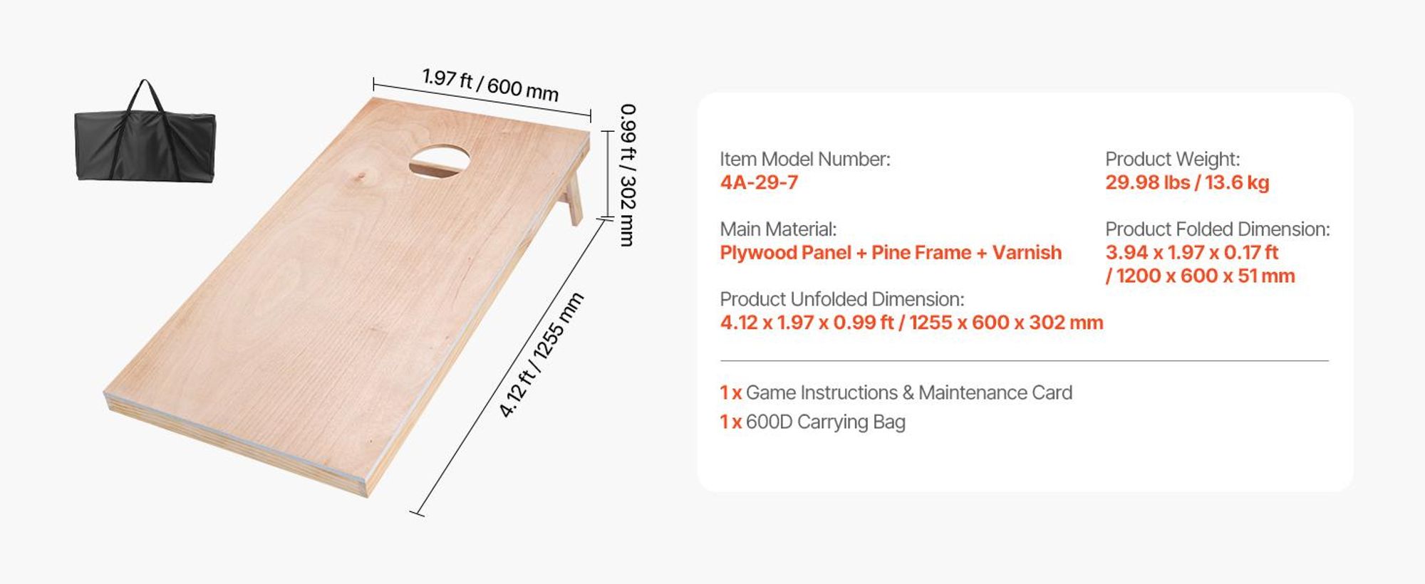 VEVOR Cornhole Set, 3x2 ft Corn Hole Spielbretter, Aluminium Wetterfest Tragbares Wurfbrett, Innen- und Außenfaltbares Cornhole-Spiel für Erwachsene, Enthält 8 Bohnenbeutel, für Garten Hinterhof Strand Camping, 2 Bretter+1 Tragetasche