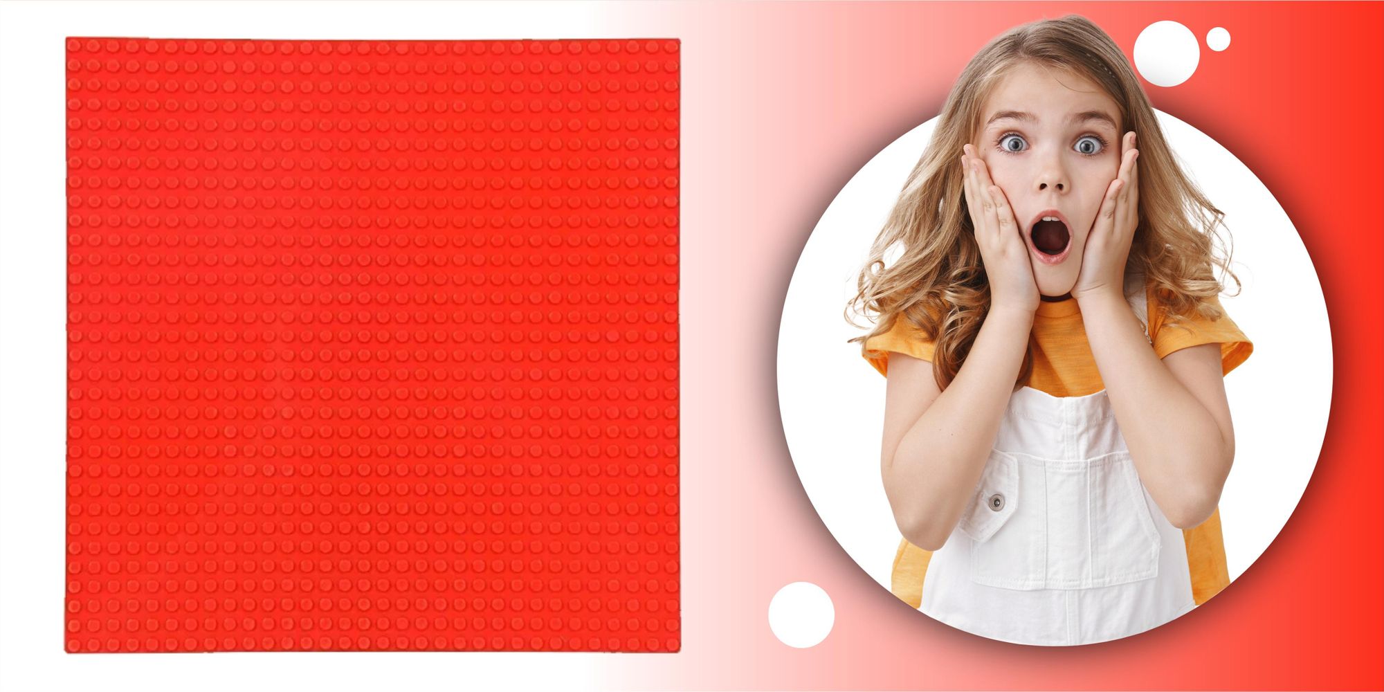 Bauplatte 32x32 Noppen, Grundplatte kompatibel mit gängigen Bausteinen, 25,5 x 25,5 cm, EVI KIDS, Rot