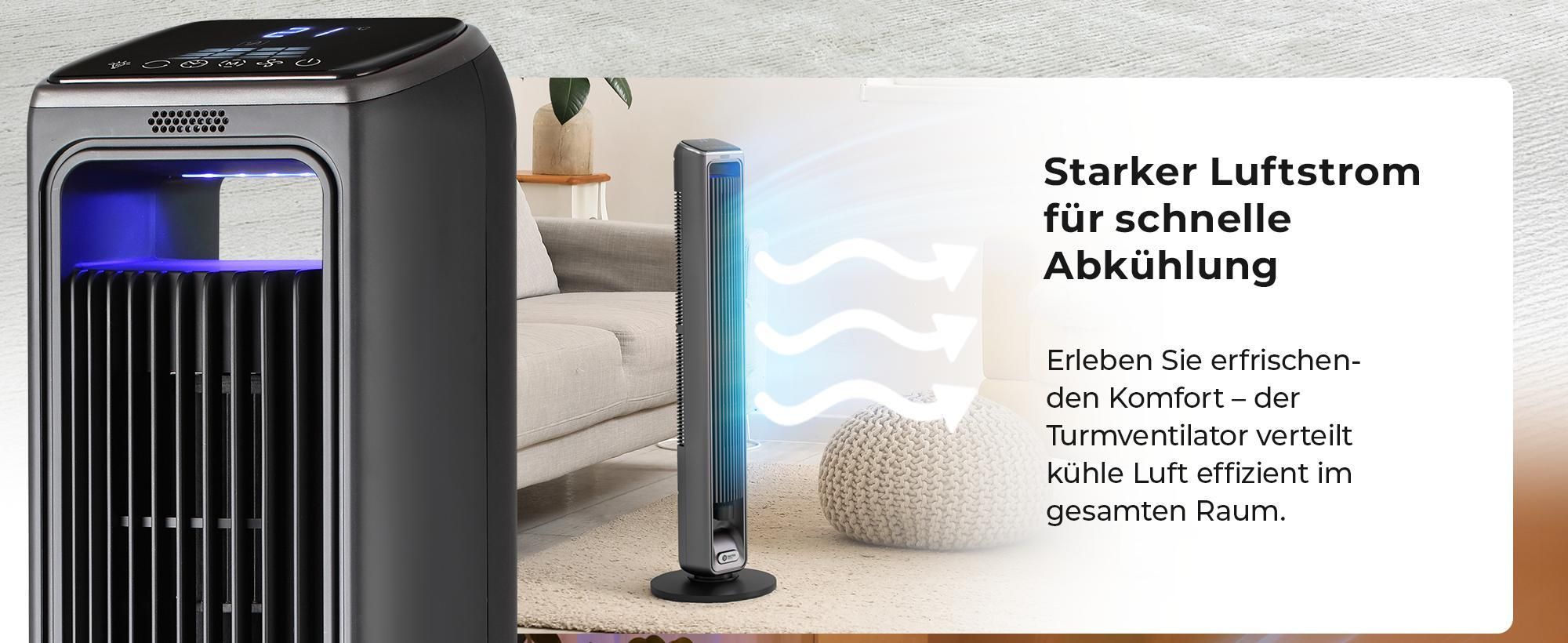 Balter Turmventilator mit Fernbedienung, Standventilator, Oszillation, 50W, 3 Geschwindigkeiten, 3 Modi, Timer bis 15 Std, Mobiler Luftkühler, leise