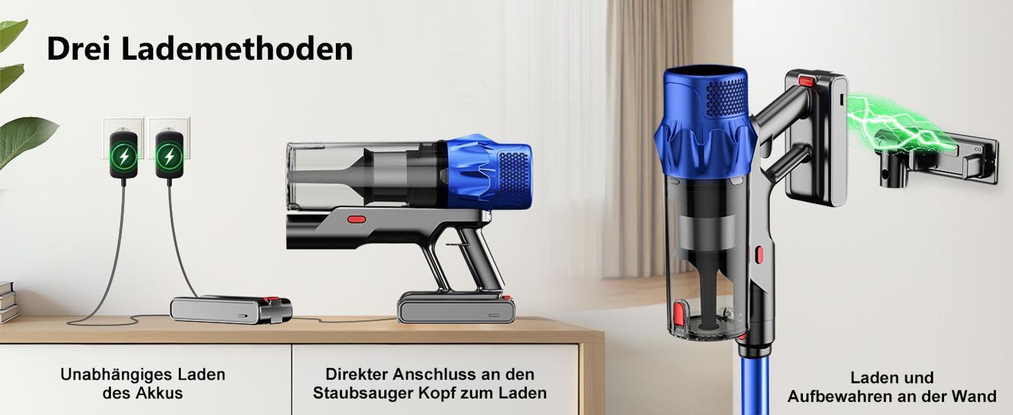Hiazurm Akku Staubsauger, 85000Pa Staubsauger kabellos mit Touchscreen, HEPAx4, 80Min, Schlauchbürste, Staubsauger, 2L, Anti-Tangle-Staubsauger