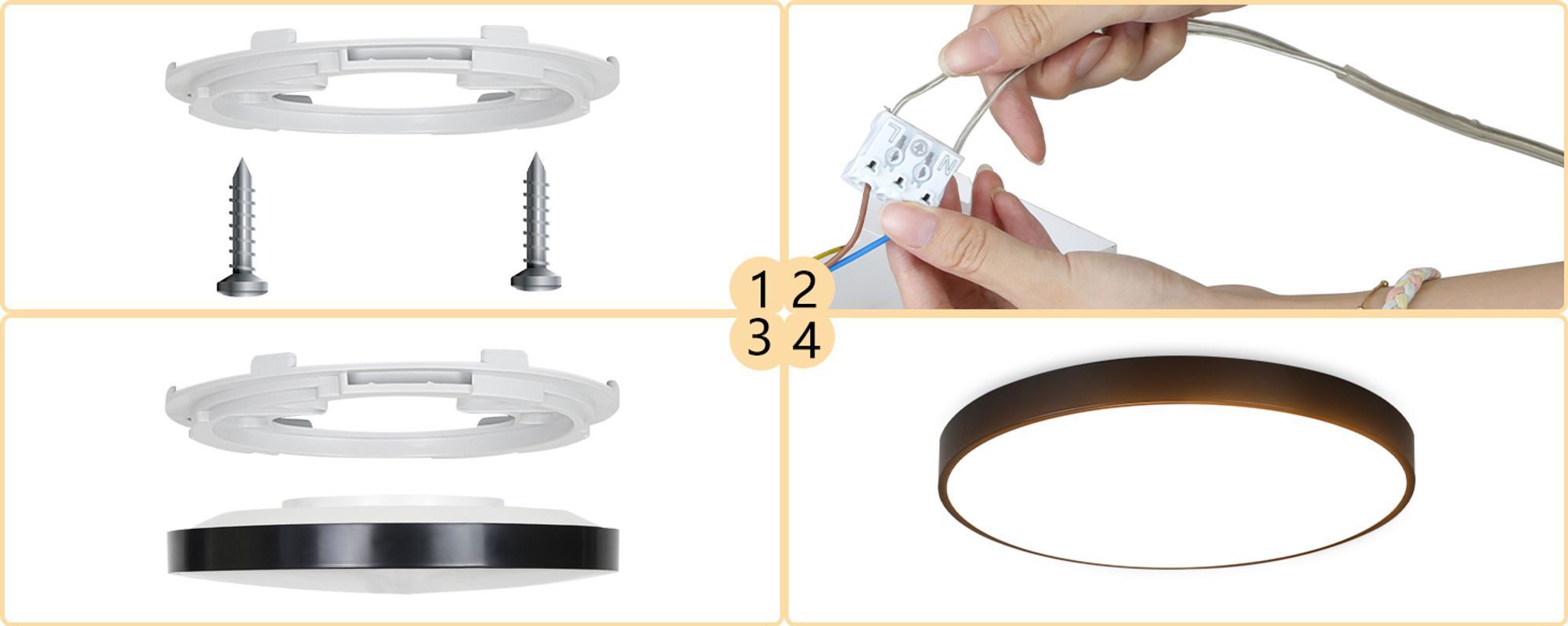 ZMH LED Deckenleuchte Schwarz Deckenlampe 17W Flach IP44 Rund Modern Flurlampe für Küche Wohnzimmer