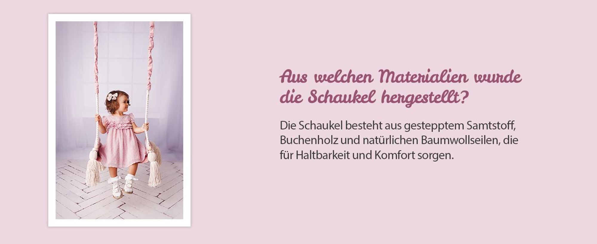 Create for you® - Holzschaukel für Kinder mit Baumwollseil, Kinderschaukel, Indoor-Sitz mit Weichem Material, Höhenverstellbar, Beige