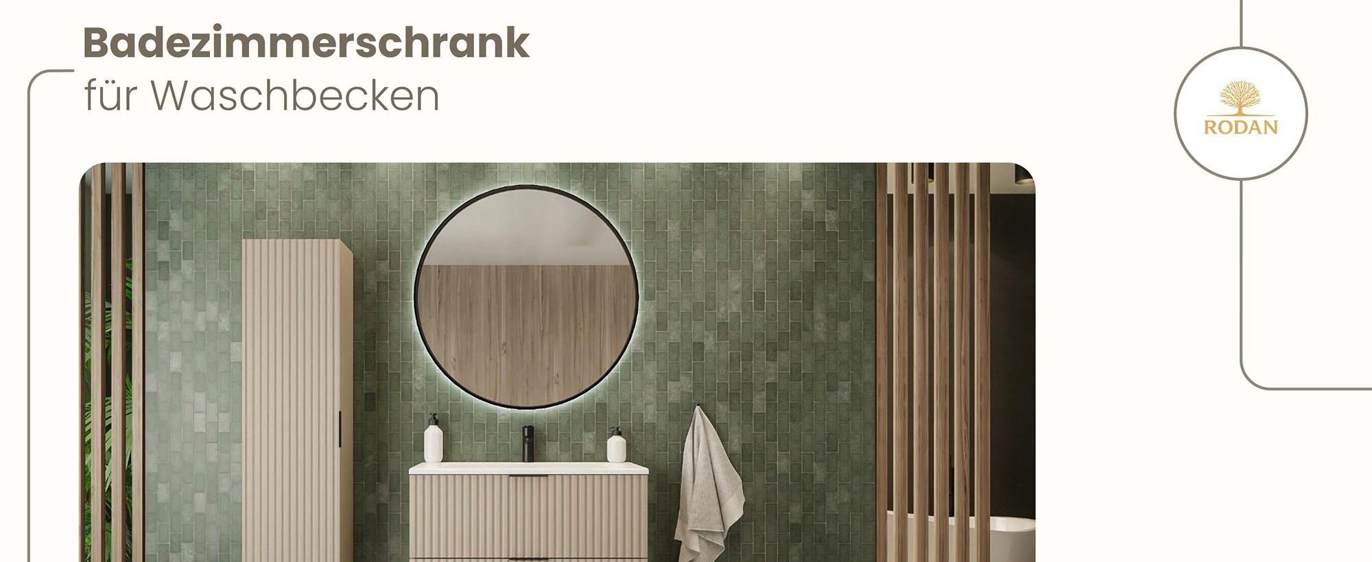 Badmöbel, Waschbeckenunterschrank, Badezimmerschränke, RODAN, Badschrank, Waschbecken, Bad