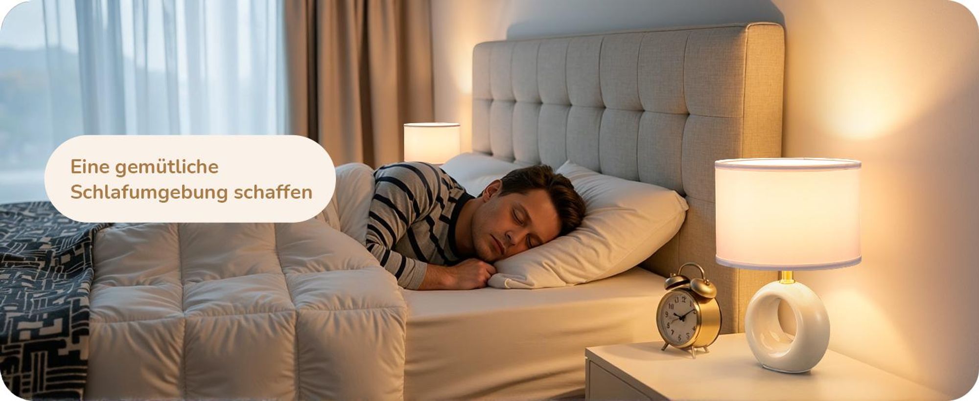 EDISHINE Keramik-Tischlampe, elegante und moderne Nachttischlampe mit Stoffschirm, E14-Leuchtmittel inklusive, 2700K Warmweiß
