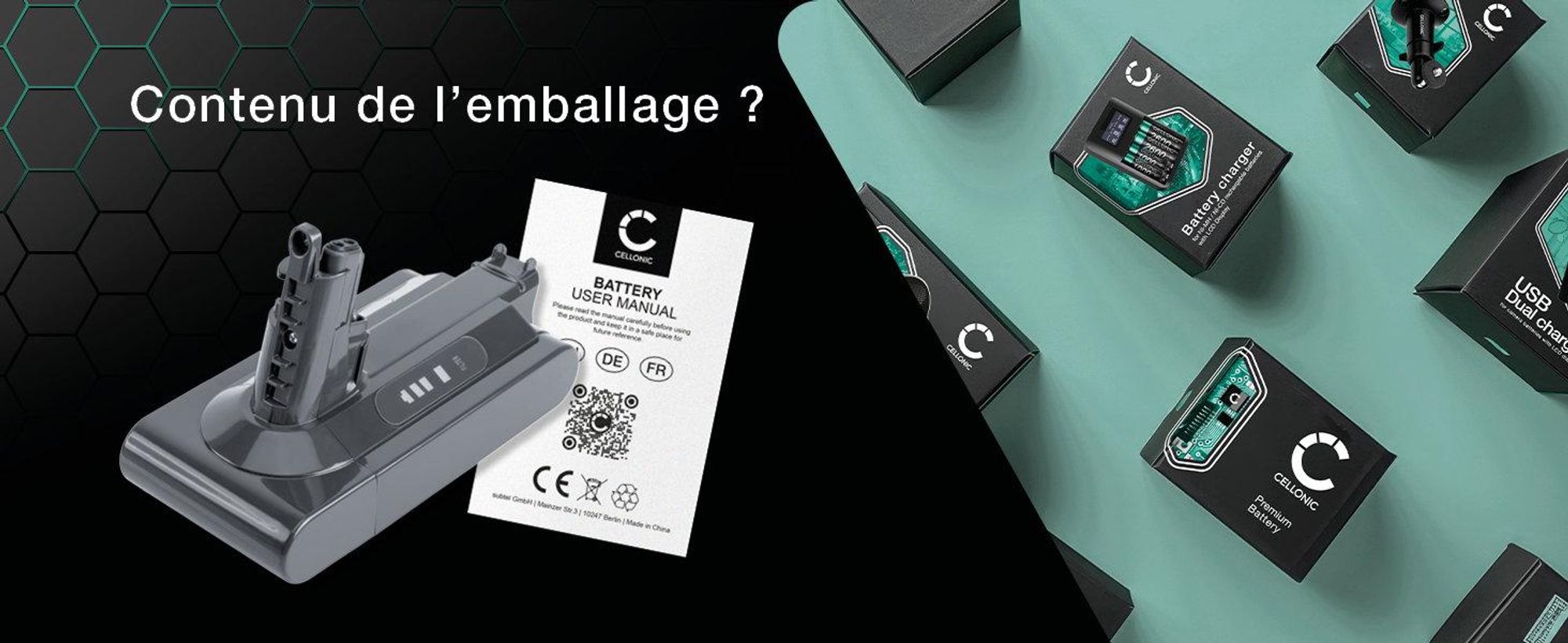 CELLONIC Batterie compatible avec Dyson V10, V10 Absolute, V10 Origin, SV12 – gris foncé / Dyson V10 2500mAh