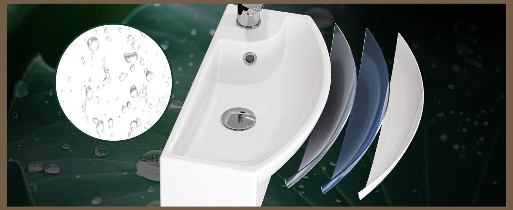 HOROW Hänge Handwaschbecken Weiß  Aufsatzwaschbecken mit Hahnloch und Überlauf, Kleines Waschbecken 40cm, ultradünner Rand
