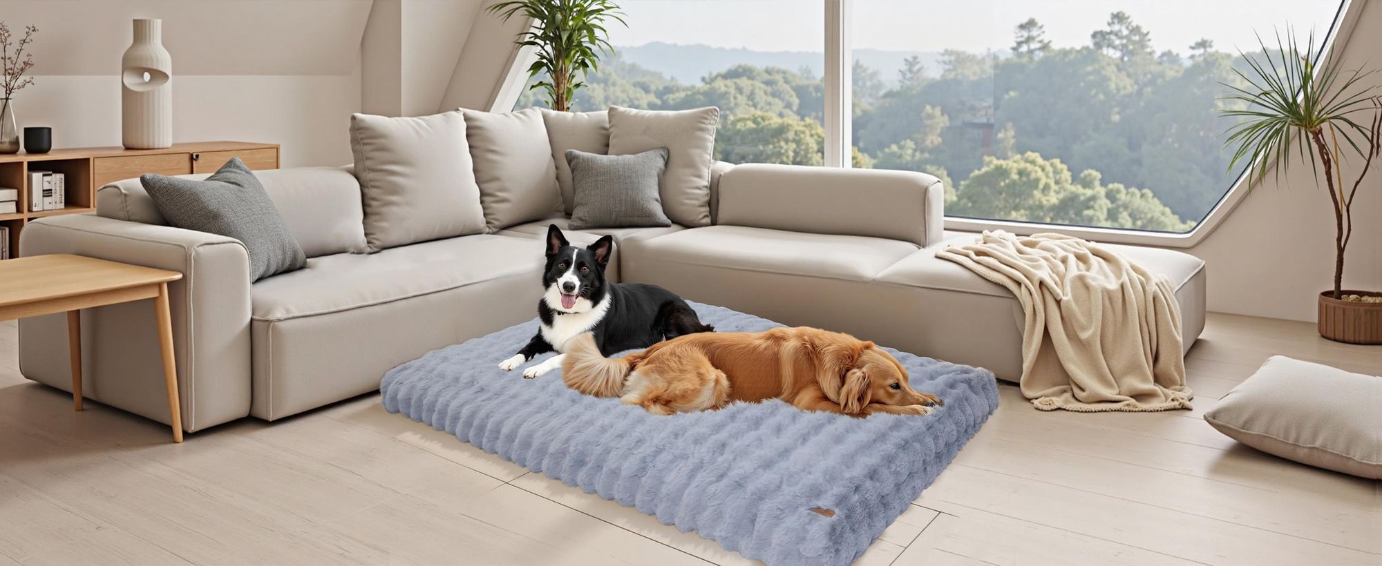 WISFOR Orthopädisch Hundebett Hundesofa Hundecouch Hundekissen große Hunde Schlafplatz, wasserfest waschbar Bezug abnehmbar 3XL: 130x110x12cm, Grau