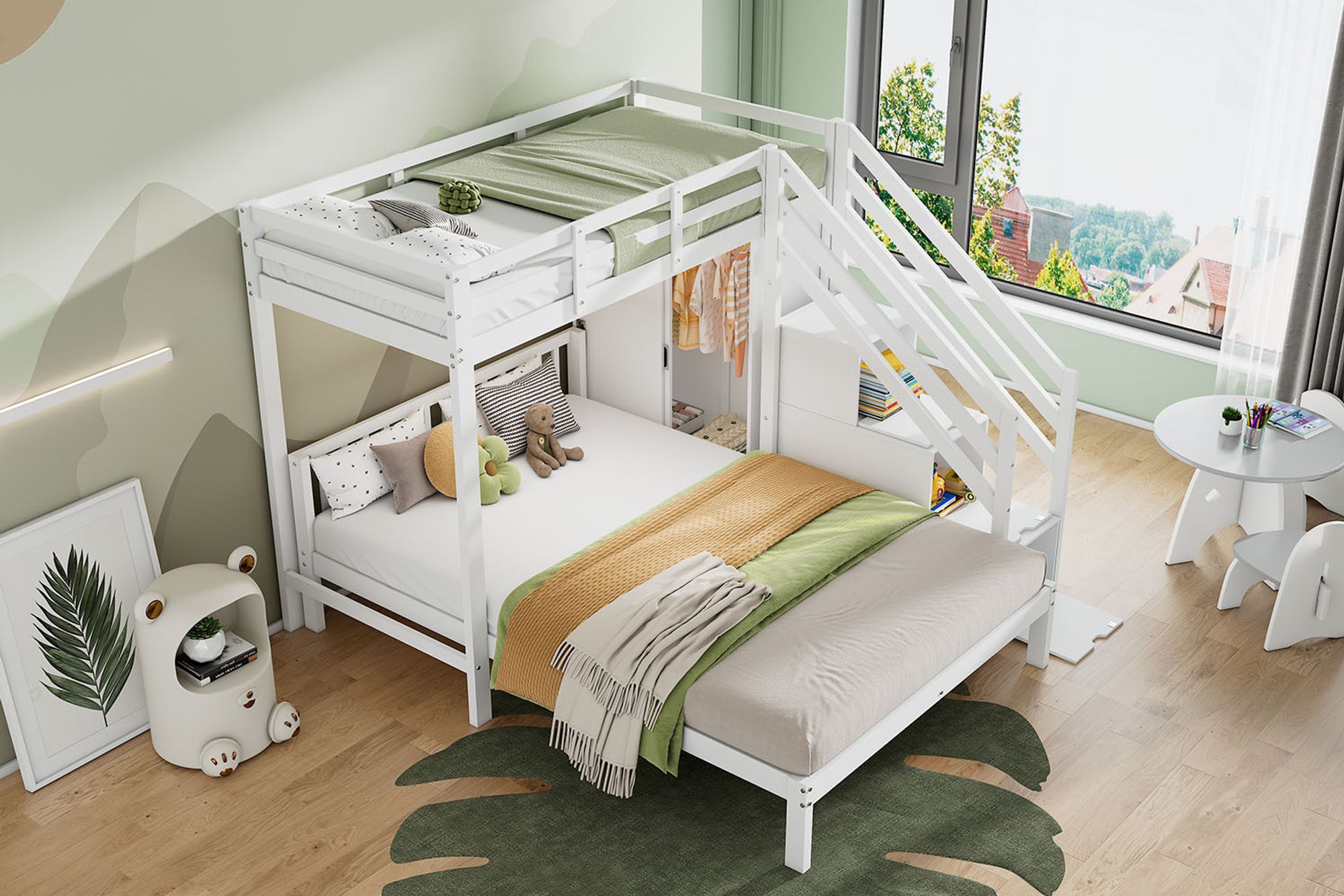 Etagenbett mit Kleidschrank