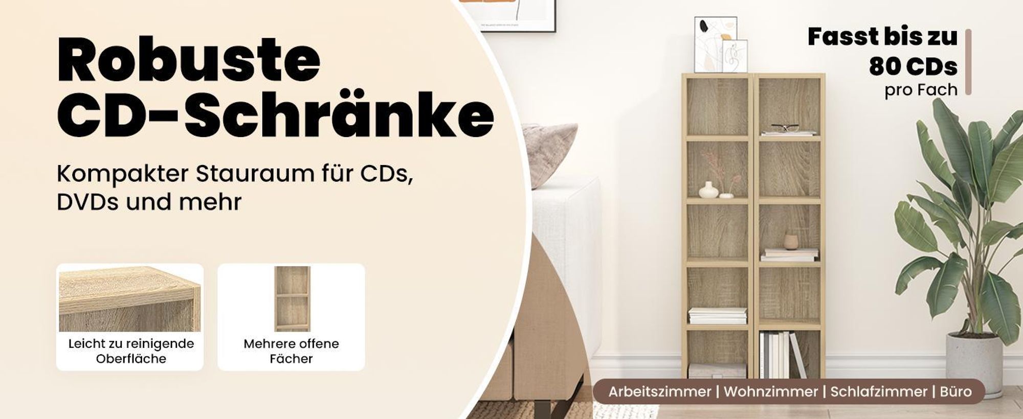 vidaXL CD-Regale 2 Stk. Sonoma-Eiche 21x16x93,5 cm Holzwerkstoff