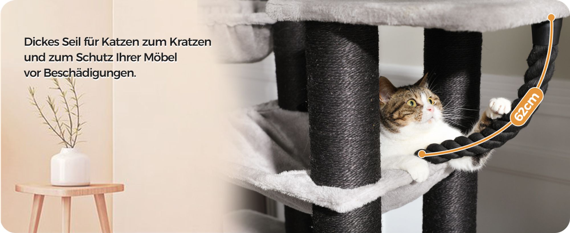 PAWZ Road Kratzbaum Grosse Katzen stabil mit 11cm Stmme,