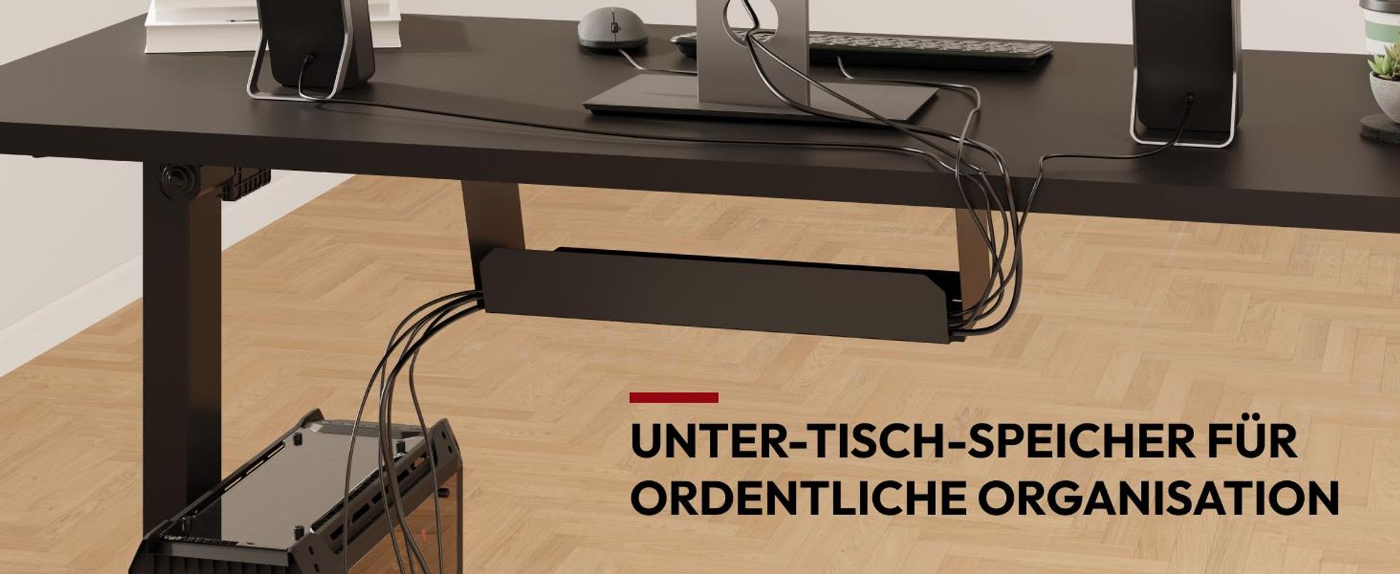 SANODESK Höhenverstellbarer Schreibtisch 200x80cm elektrisch 4 Memory-Funktion, Antikollisionsschutz, 70kg Tragkraft, mit Haken und Ablagebox(Schwarz)