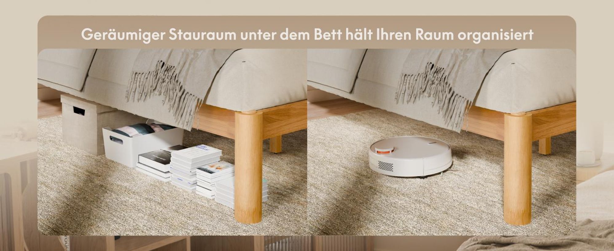 FLEXISPOT Massivholzbett 160x200cm aus Gummibaumholz, Doppelbett mit Kopfteil und Lattenrost, Japandi-Bett, bis 700KG, Rundzapfenkonstruktion, Hako G2