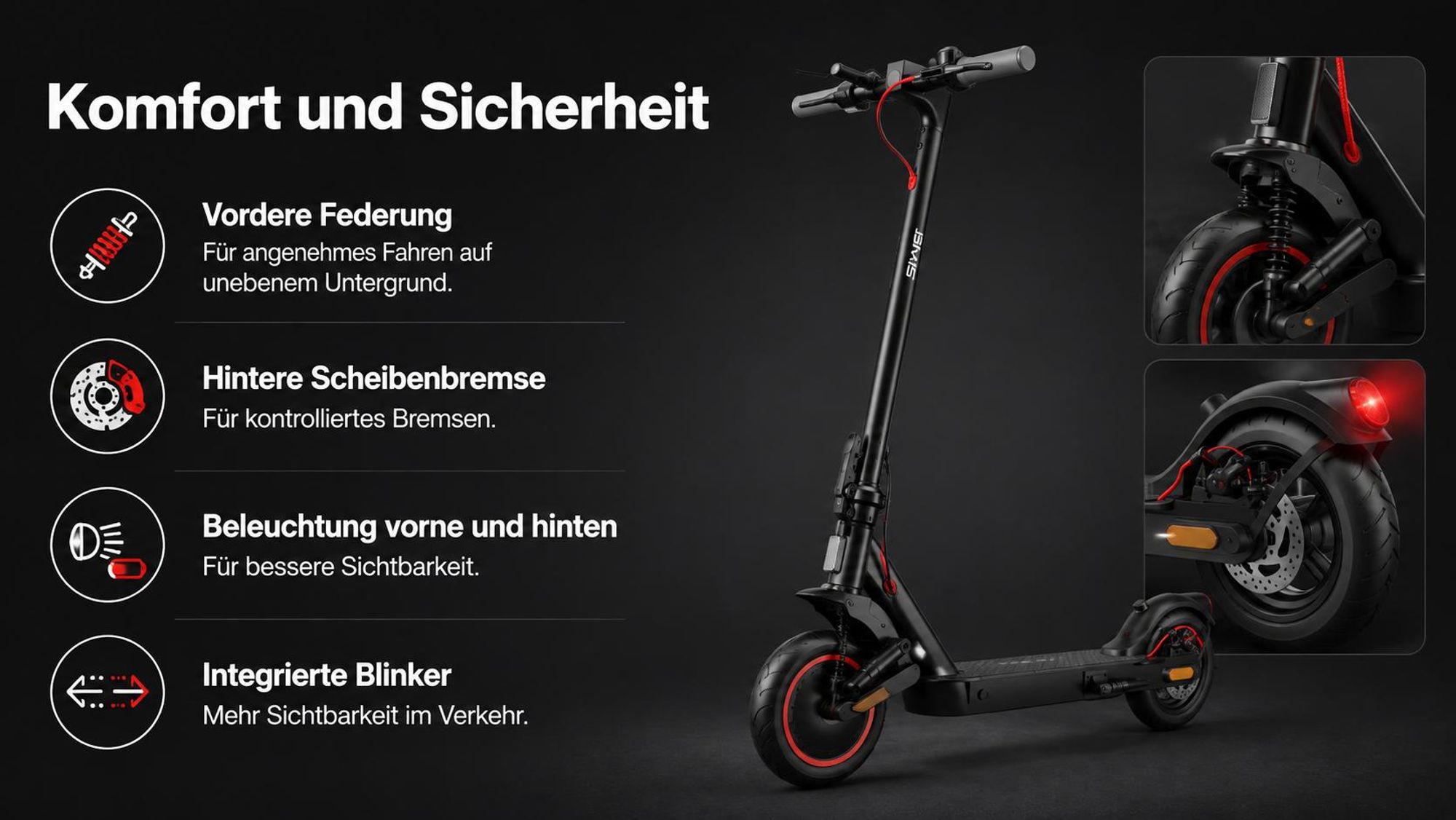Elektroroller Siver 10 Lite 350W, 30km Reichweite, 10"