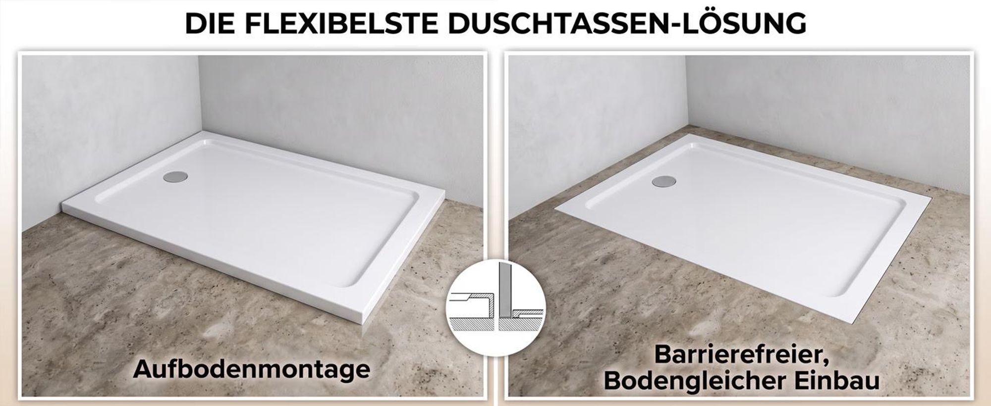 80x80x4 cm Duschwanne Acryl Duschtasse Dusche 40mm Superflache Quadratisch Weiß Mit Erhöhte Kante
