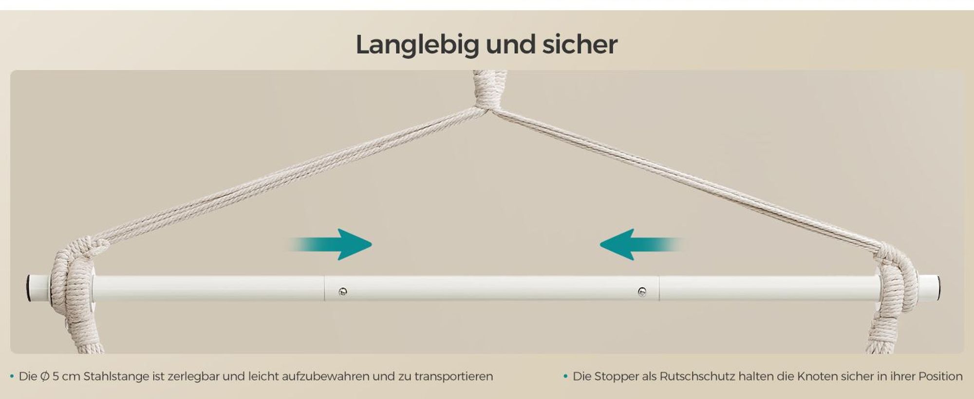 SONGMICS Hängesessel mit 2 Kissen, Metallkette, bis 150 kg belastbar, schiefergrau