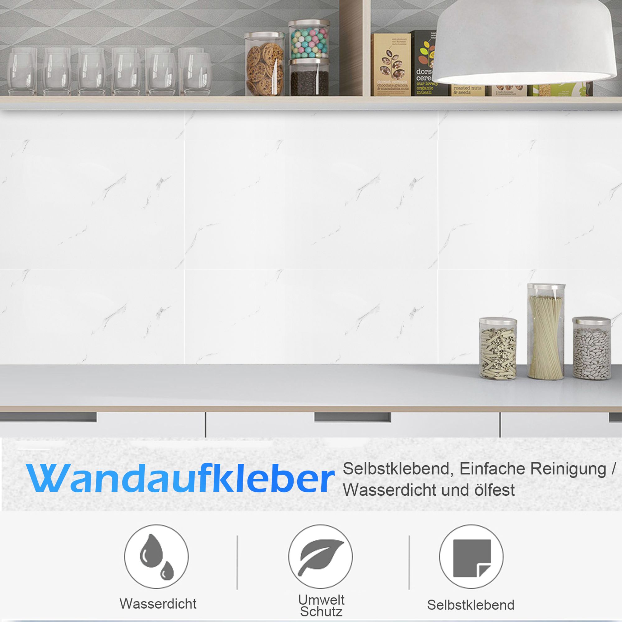 TWSOUL Wandsticker Wandaufkleber aus Keramikfliesenimitat, 30 x 60 cm, 10 Stück Wasserdicht und schmutzabweisend