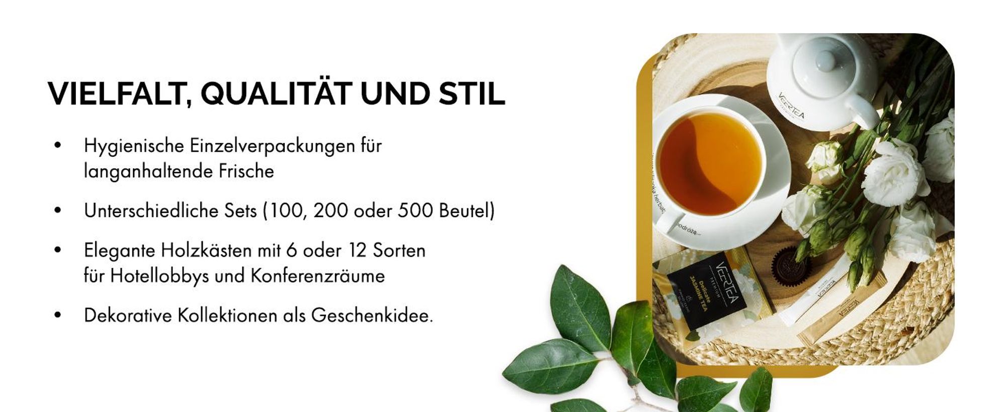 Veertea, Tee Geschenkset, Set von 200 Teebeuteln Viele Sorten, D Elegant Gold