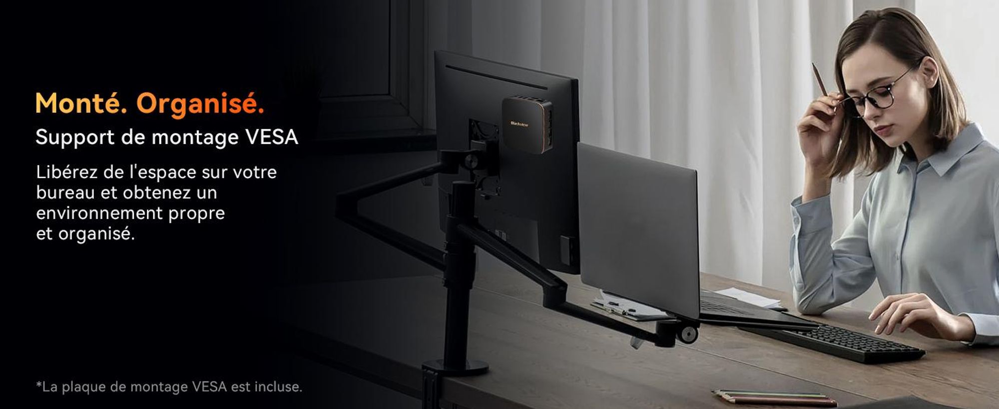 Blackview MP20 Intel Twin Lake N150 DesktopPC, Win11Pro 3,6 GHz, 16GB RAM 512GB SSD M.2 Mini ordinateur, 4K Dual Display,WiFi 6, pour la maison Bureau