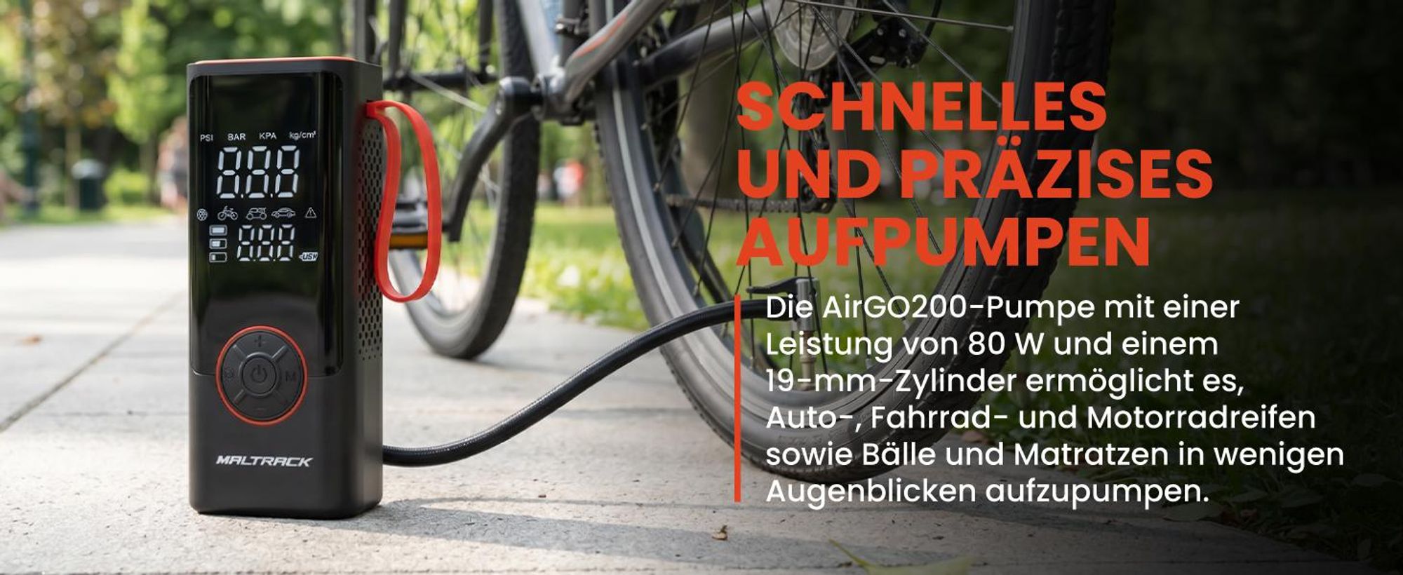 Elektrische Reifenpumpe Luftpumpe mit Akku 6000 mAh Powerbank für Auto Fahrrad Motorrad