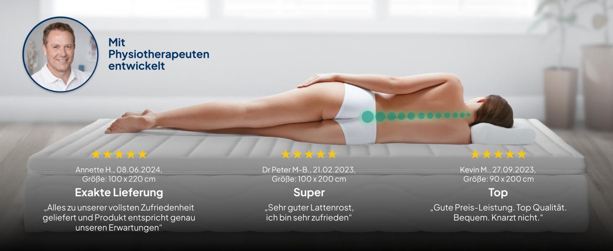 AM Qualitätsmatratzen | Ergonomischer 7-Zonen Lattenrost | 90x200 cm | fertig montiert | 44 Leisten | starr | Lattenrahmen | 90 x 200 cm