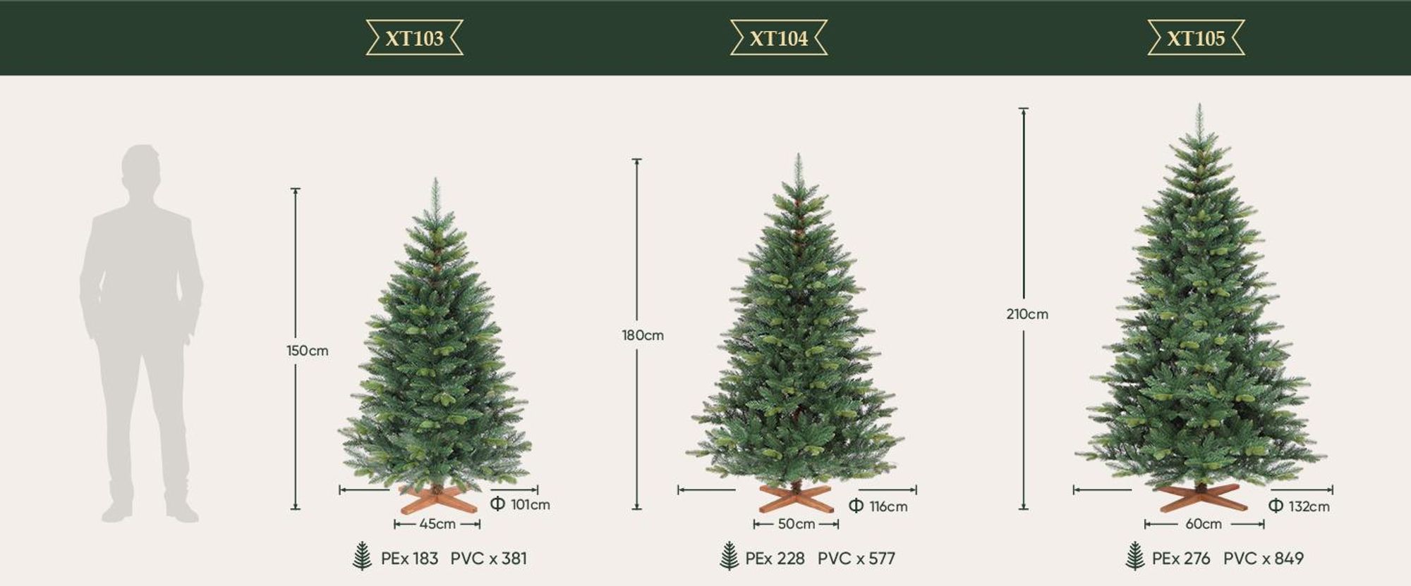 Salcar 180 cm Künstlicher Weihnachtsbaum Christbaum PE PVC Nordmanntanne Tannenbaum mit Echtholz Baumständer