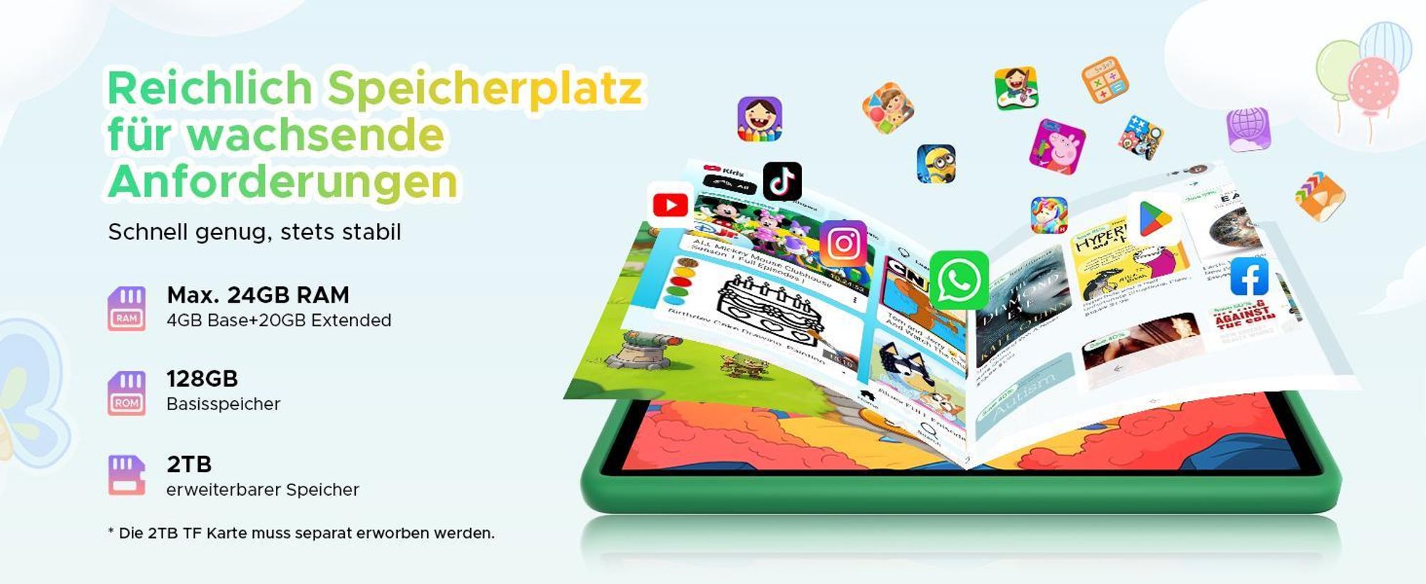 DOOGEE U11Kids 11" Tablet, Android 16,Gemini AI, 24(4+20)GB+128GB/2TB TF, 90Hz,8580mAh,WiFi Tablet für Kind mit Kindgerechte Hülle und Stift