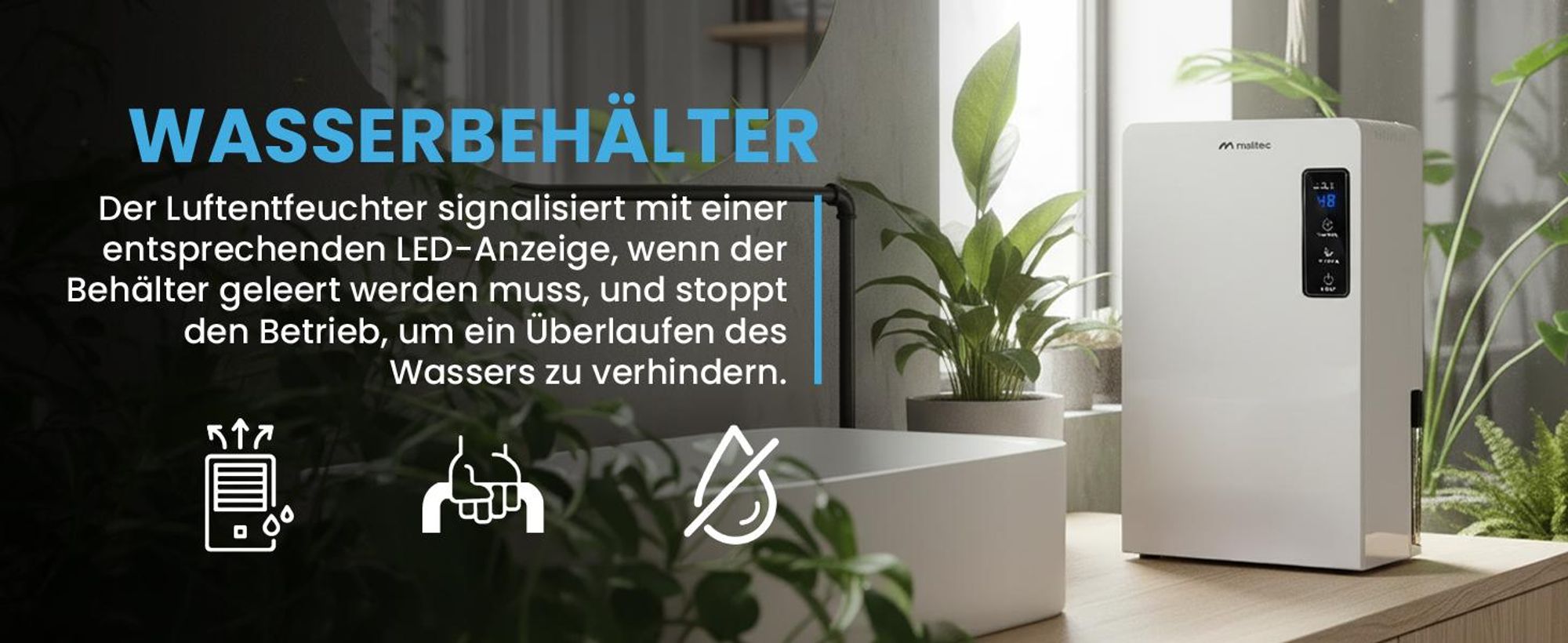 Luftentfeuchter elektrisch Lufttrockner mit Timer Weiss