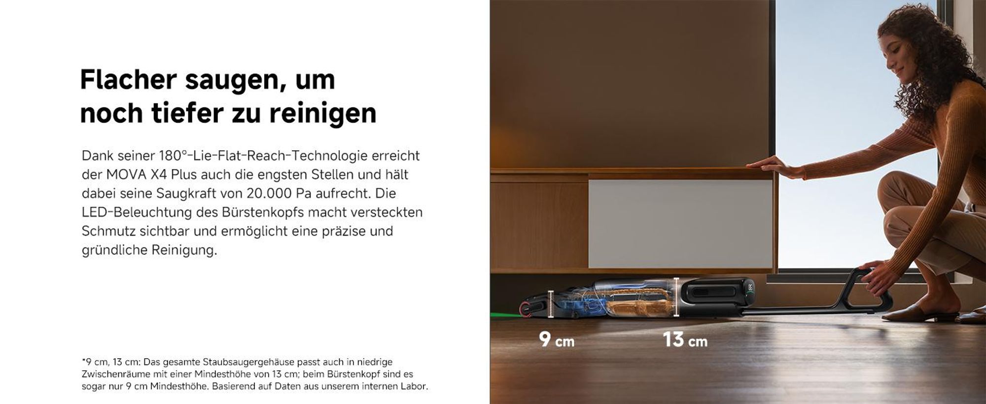 Mova X4 Plus Nass-Trocken-Sauger, 20.000 Pa Saugkraft, Auto-Reinigungslösung, Tangle-Free-Design, Selbstreinigung 100 °C, Push-In-Basisstation