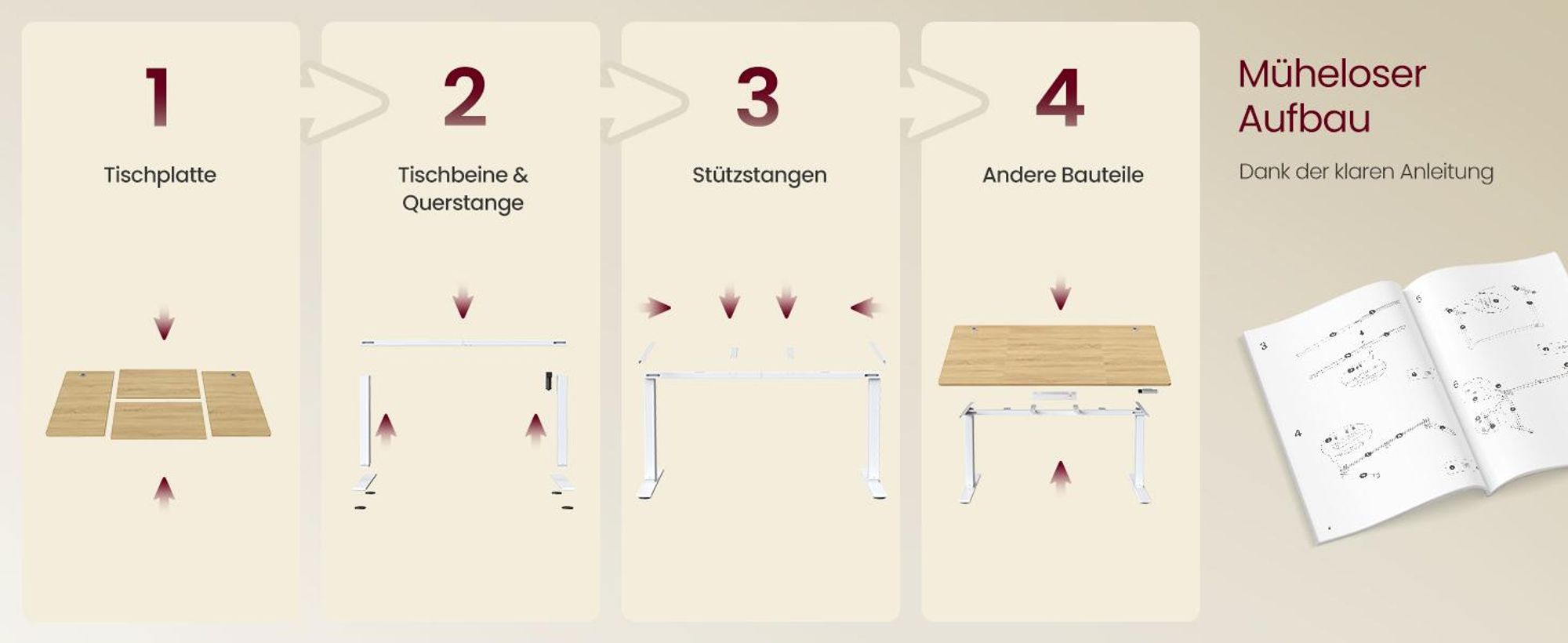 VASAGLE Höhenverstellbarer Schreibtisch, 160 cm, USB-C-Anschluss, Ablage für Steckdosenleiste, Erinnerung bei langem Sitzen, 3 Speichertasten