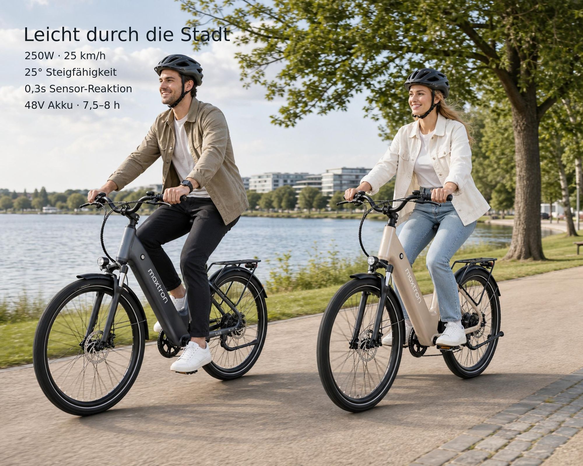28 Zoll City E-Bike mit abnehmbarem 720Wh Akku und bis zu 140 km Reichweite, 250W Heckmotor, Hydraulische Scheibenbremsen, pannensichere Reifen