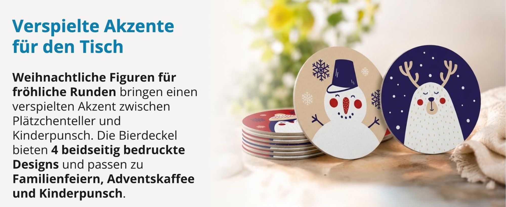 itenga 40x Bierdeckel Weihnachtsfiguren I Weihnachten I Untersetzer I 10,7cm