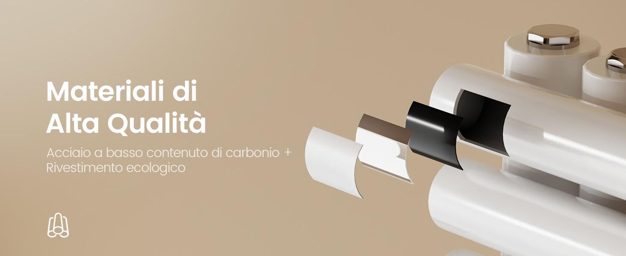 EMKE Radiatore da bagno con attacco laterale Tubo tondo bianco Scaldasalviette 126,5 x 60 cm 776 W  Scaldasalviette da bagno per funzionamento con acqua calda Montaggio a parete senza resistenza elettrica