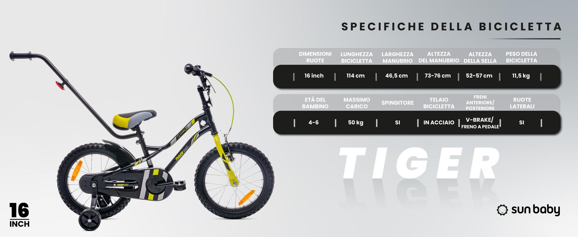 Sun Baby Tiger Bike bici per bambini ragazzi bici ruote di formazione 12 14 16 pollici da 2-6 anni BMX bici per bambini (14 pollici, arancione)