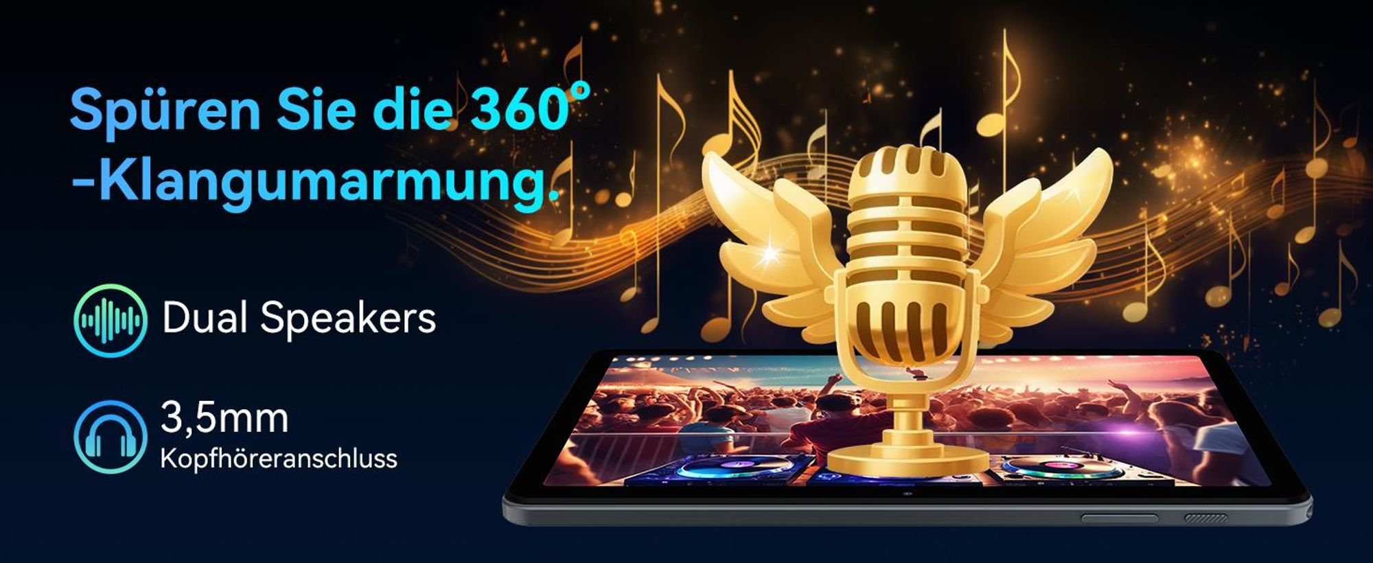 T80 (incl. Kopfhörer) Android 16 Tablet 10", 6GB RAM + 128GB ROM, 5G WiFi, Gemini Al,6000mAh. Perfekt für Gaming mit Dual-Kamera, BT5.0, O1TG&Type-C.