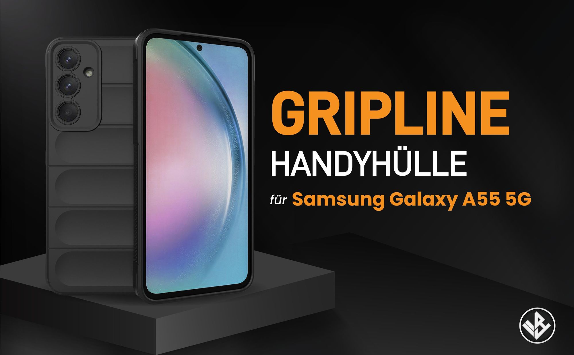 Schwarze ergonomische Grip Schutzhülle für das Samsung Galaxy A55 5G