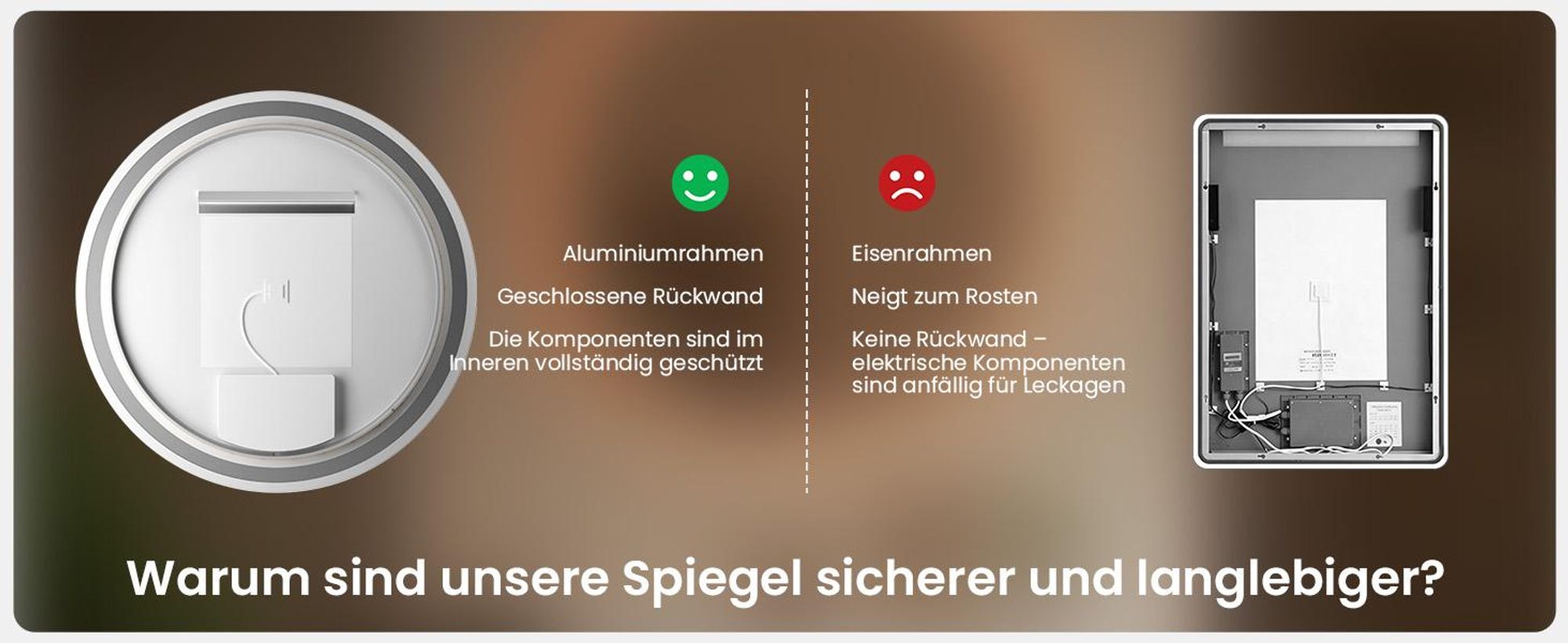 LED Badezimmerspiegel 80cm Rund, 3 Lichtfarben Badspiegel mit Touch und Anti Beschlag, IP67 Wasserdicht, Dimmbar Badezimmer Spiegel, Wandspiegel