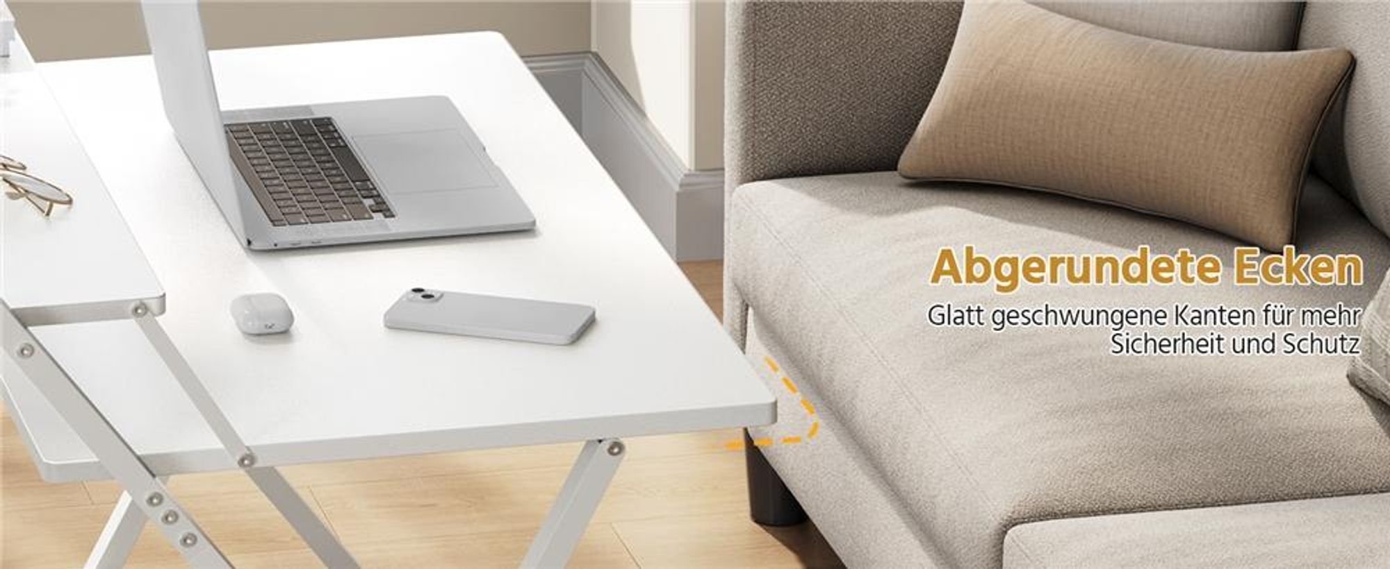 Yaheetech Schreibtisch klappbarer Computertisch mit Monitorständer 2-stufiger Arbeitstisch mit Ablage Laptoptisch