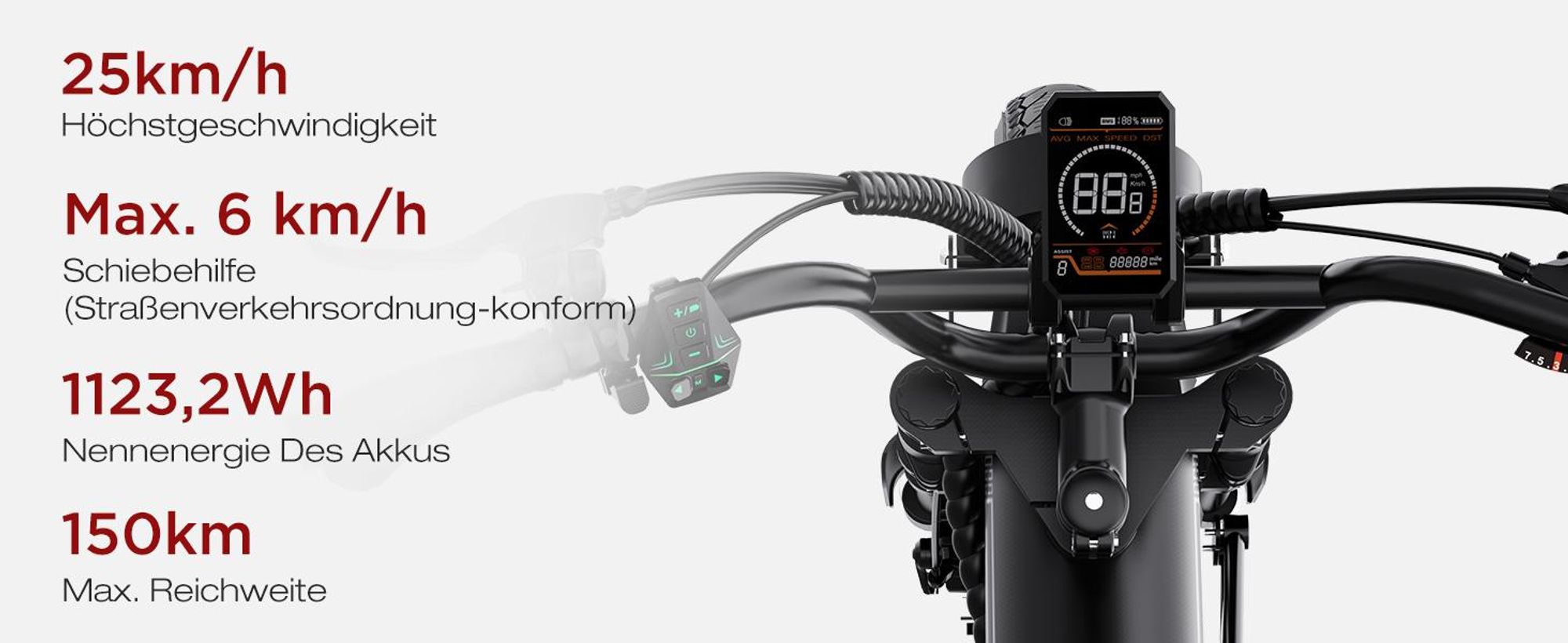 HITWAY E-Bike BK30 Elektrofahrrad mit 20" x 4.0" Fat Reifen, 48V 23,4Ah , 25 km/h Pedelec, 7-Gang, 80-150 km Reichweite, Federgabel, Unisex