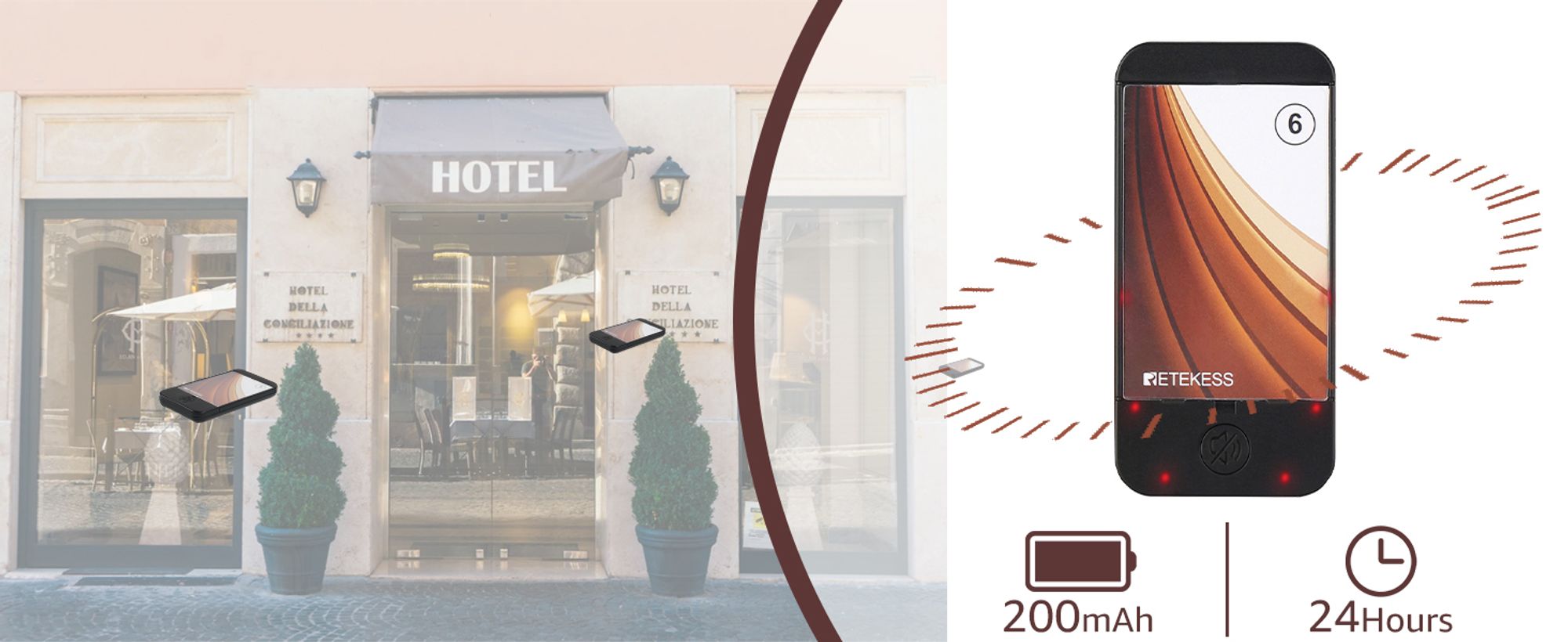 Retekess TD173 Restaurant Pager System, 20Pagers, 500M Pager Rufsystem, 7 Rufmod, 24H, Pager Pieper für Food Court, Hotel, Café, Bar, 998 Kanäle