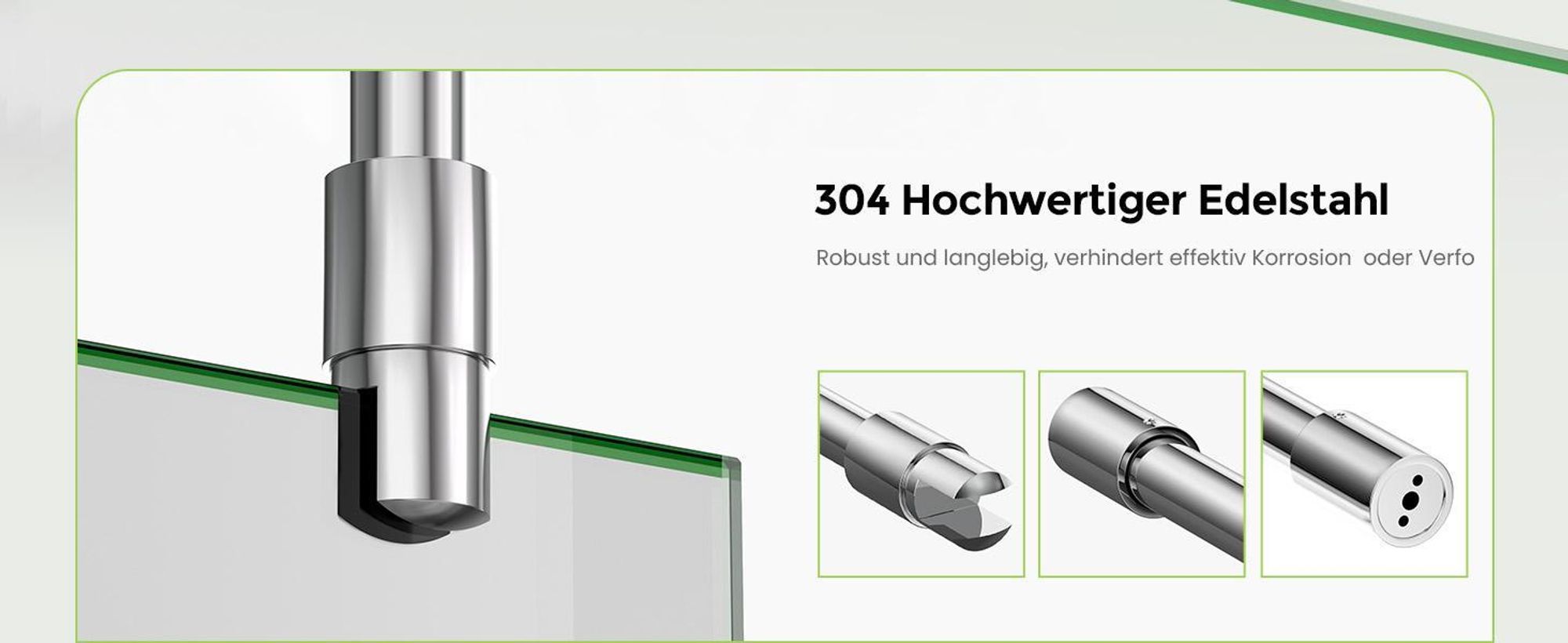 S'AFIELINA Dusch-Stabilisierungsstange aus Edelstahl, rund, verstellbar (Länge), für Glas 6–10 mm, auch für Decke, ideal für Duschabtrennungen,2 Stück
