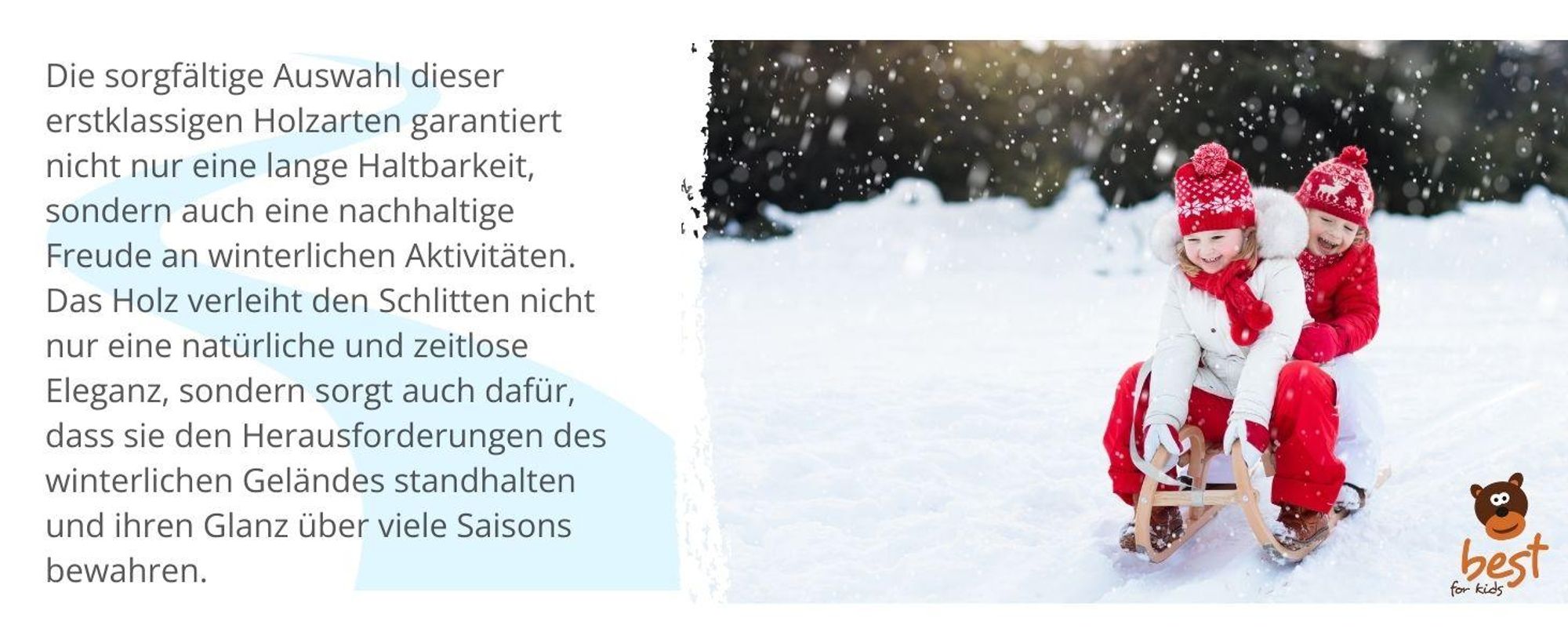 Holzschlitten für Kinder mit Rückenlehne Rodelschlitten Davoser aus Holz