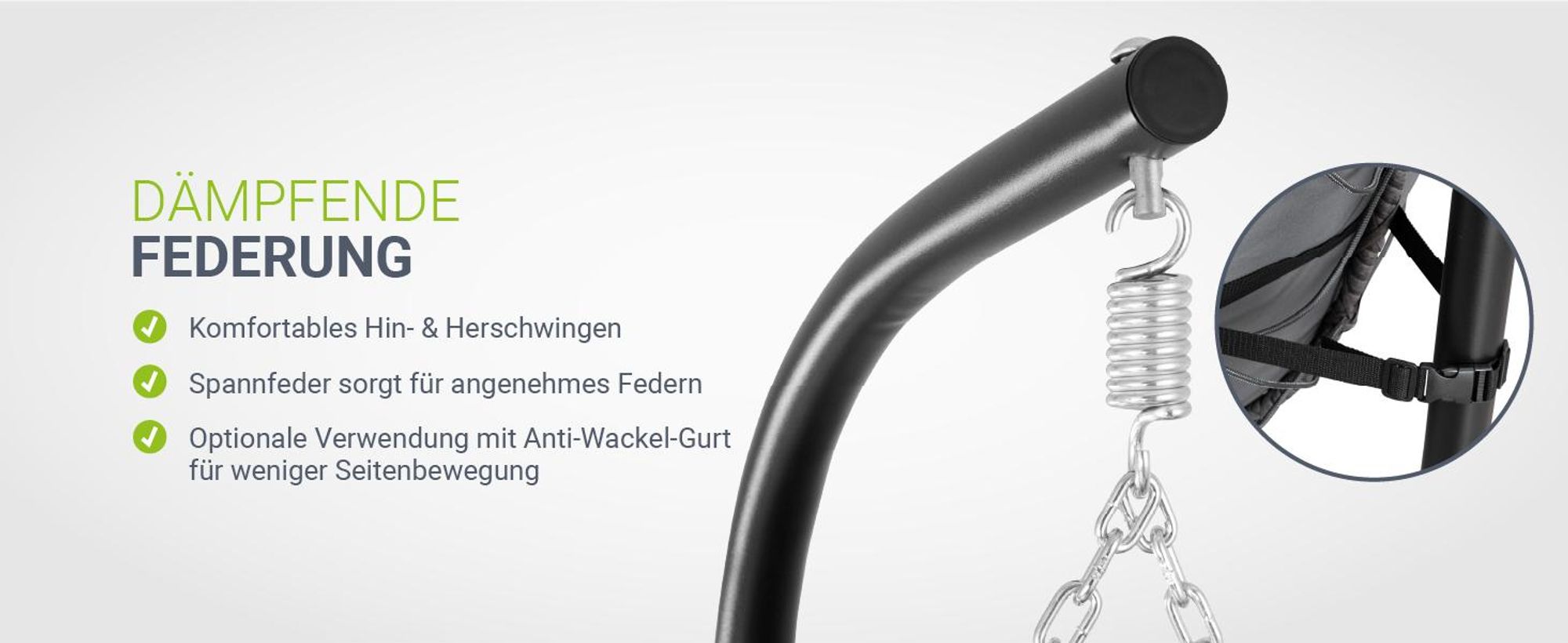 Juskys Hängesessel Aria mit Kissen - höhenverstellbar & faltbar - Polyrattan Hängeschaukel Outdoor & Indoor - Korbhängesessel bis 130kg Dunkelgrau