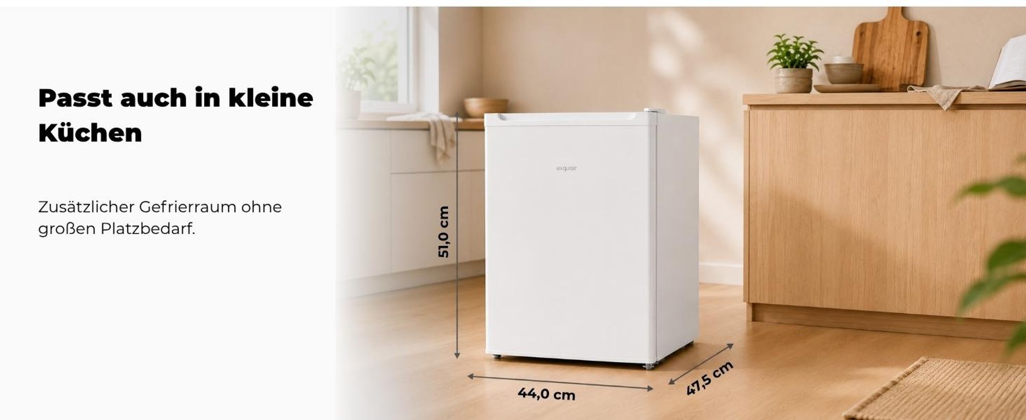 Exquisit Mini-Gefrierschrank, Gefrierschrank klein, 33 Liter, 4-Sterne-Gefrierfach, Kompakt, Temperaturregelung, GB505-040E weiss