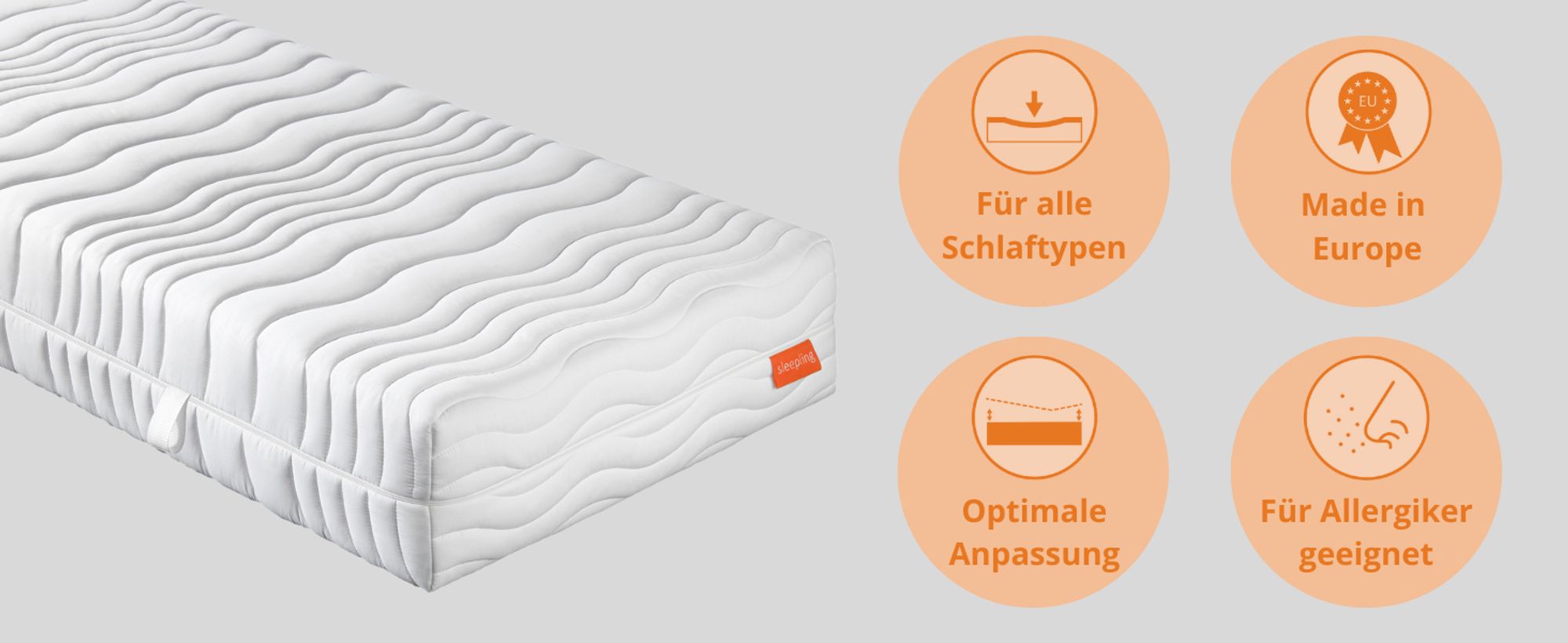 orthopädische 7-Zonen Federkernmatratze, 100 x 200 cm, 25 cm, H3, Taschenfederkern, sleepling Innovation 320