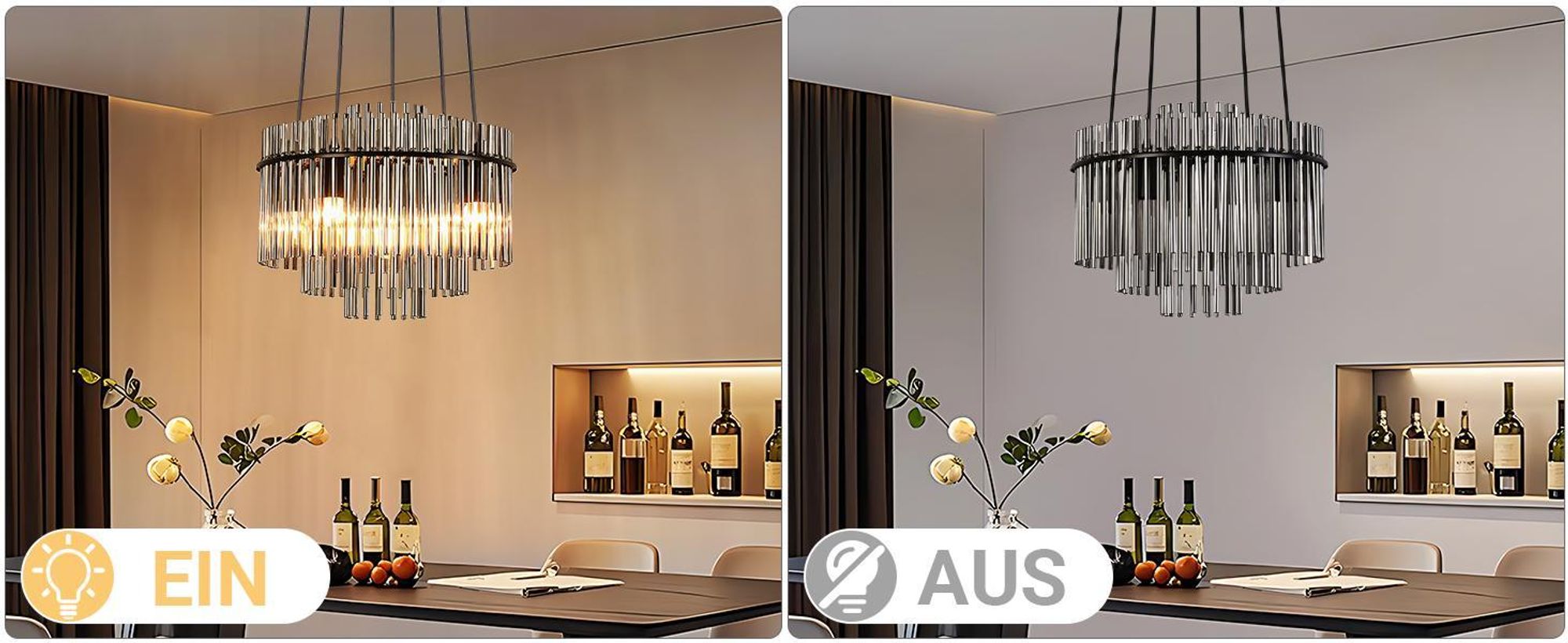 ZMH Hängeleuchte Esstisch Hängelampe 5 flammig E27 Pendelleuchte aus Glasschirm Ø 40 cm Esszimmerlampe Gold für Esszimmer Cafe Bar Küche Schlafzimmer (ohne Leuchtmittel )