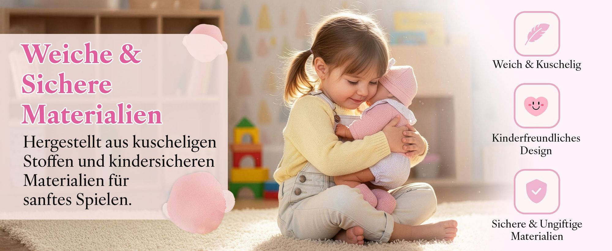 Kinderplay Babypuppe Lili 41 cm – interaktive Weichkörper-Puppe mit Sound, realistischem Design und Zubehör