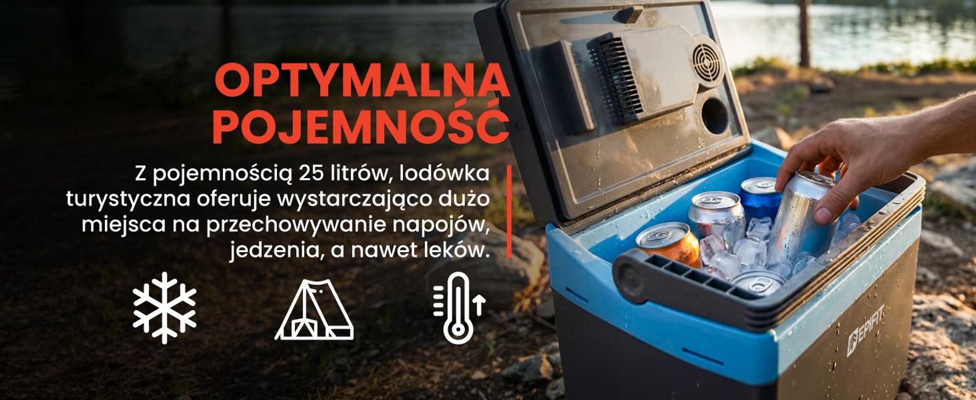 Przenośna lodówka turystyczna 25 litrów na gniazdko samochodowe 12V oraz 230V