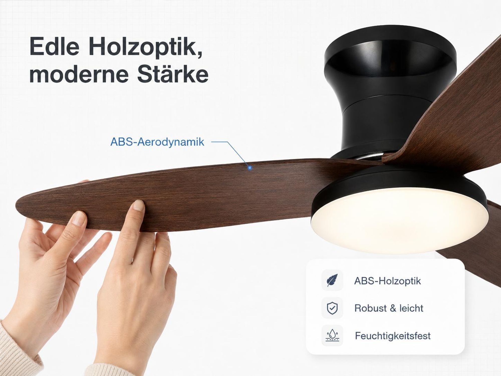 Deckenventilator mit Beleuchtung leise, Ø100cm DC Motor 6 Stufen, Smart APP & Fernbedienung, Dimmbar 3 Farben Umkehrbare Windrichtung Wohnzimmer Büro